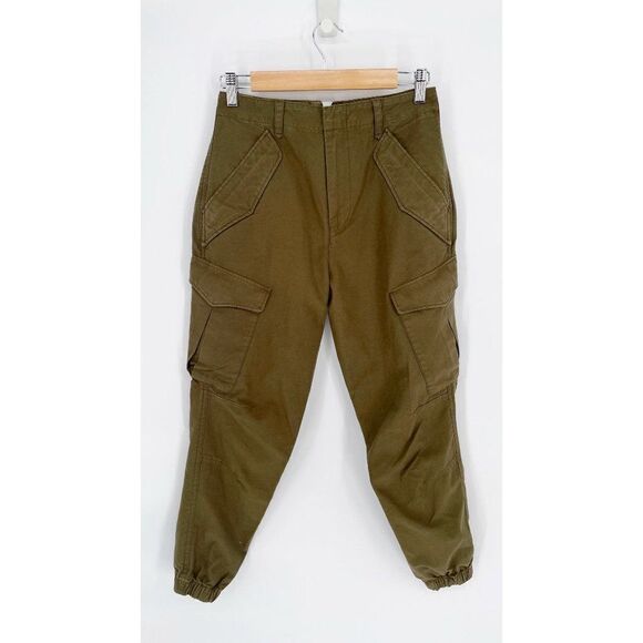 Rag & Bone Field Cargo Joggers Olive Green Ankle Zip High Rise Cotton Women's 25 - Picture 2 of 8